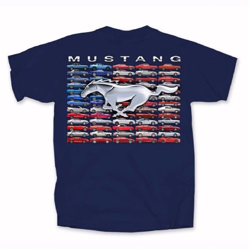 Ford Mustang U.S. Flag Short Sleeve T-Shirt - NEW Fast Ship